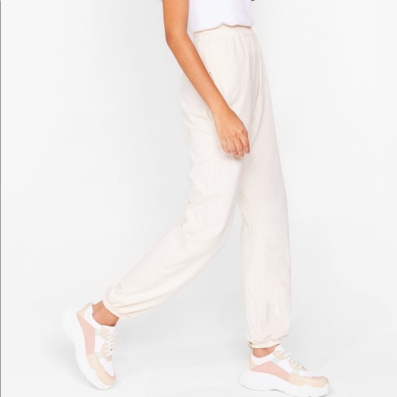 NWT Cream High-Waisted Relaxed Joggers - Picture 2 of 5